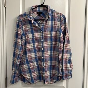 J. Crew Gingham Button Down Blouse 8